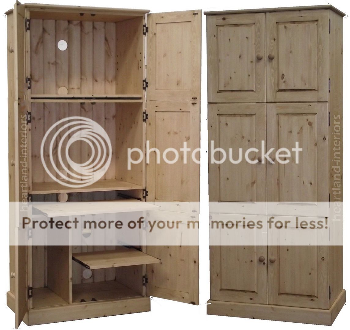 Solid Pine Desk,Handcrafted Triple Computer Hideaway Desk, Workstation